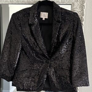cinq a sept Black Sequin Blazer Jacket